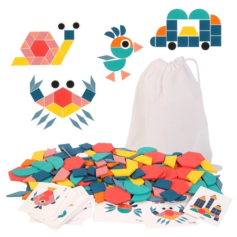 Puzzle tangram montessori formes à reproduire