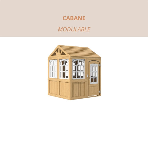 Aire de jeux enfant Montessori - 3 en 1 Balançoire, Toboggan, Cabane en bois modulable