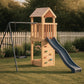 Aire de jeux extérieur en bois pour enfant 3-8 ans – Balançoire + Toboggan + Mur d’escalade - Livraison Rapide