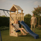 Aire de jeux extérieur en bois pour enfant 3-8 ans – Balançoire + Toboggan + Mur d’escalade - Livraison Rapide